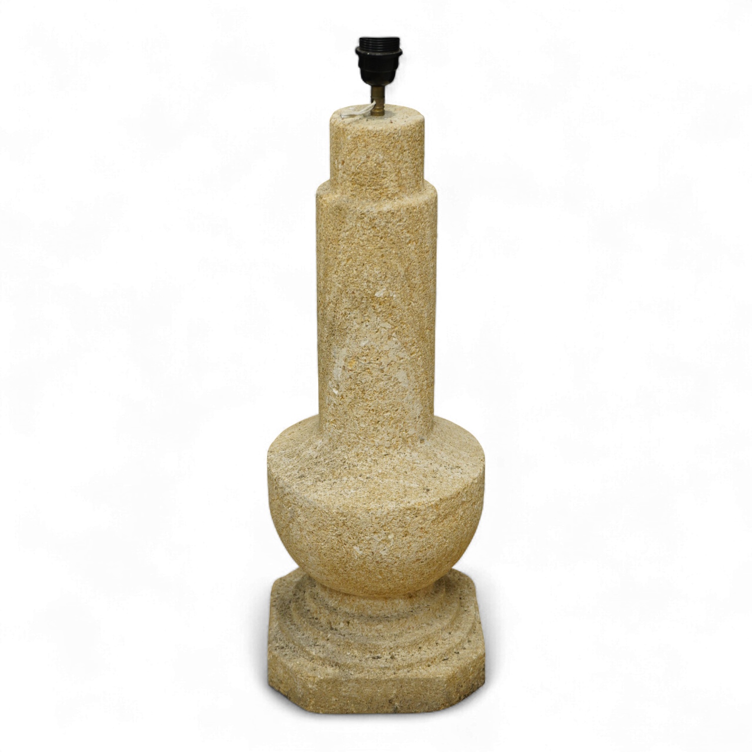 A large mid-century carved stone lamp stand, 75cm high